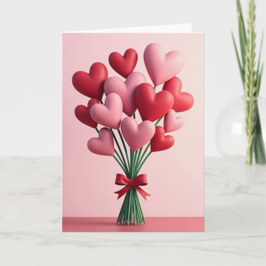 Valentijnsharten Boeketkaart Kaart (Voorkant)