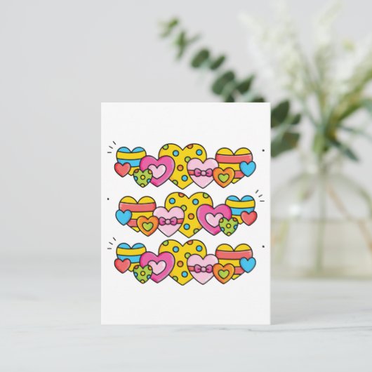 Valentijnsharten Briefkaart (Staand voorkant)
