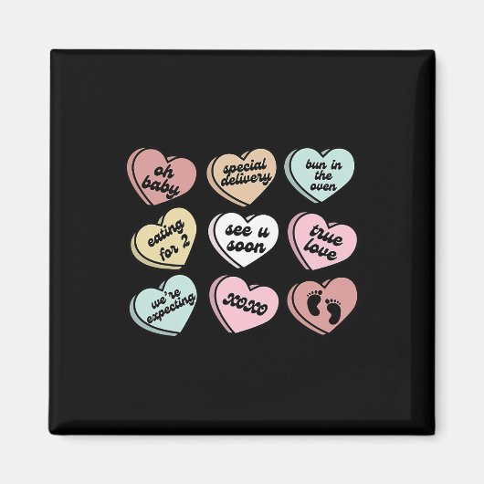 Valentijnsharten Candy Zwangerschapsaankondiging D Magneet (Voorkant)