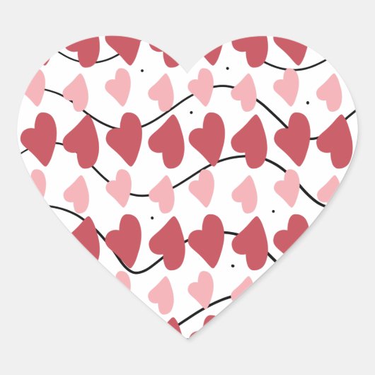 Valentijnsharten Doodles Stippen Patroon      Hart Sticker (Voorkant)