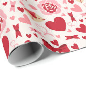 Valentijnsharten en -linten  cadeaupapier (Rol Hoek)