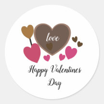 Valentijnsharten en ronde sticker met liefde