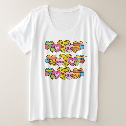 Valentijnsharten Grote Maat T-shirt (Design voorkant)