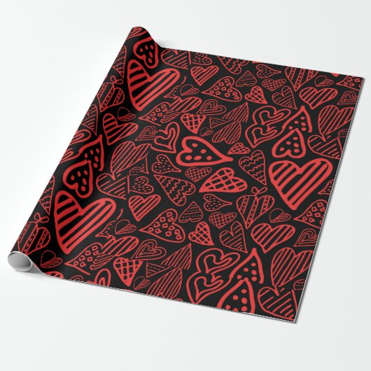 Valentijnsharten inpakpapier - cadeauverpakking (Uitgerold)