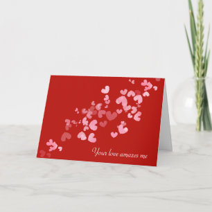 Valentijnsharten op rood kaart