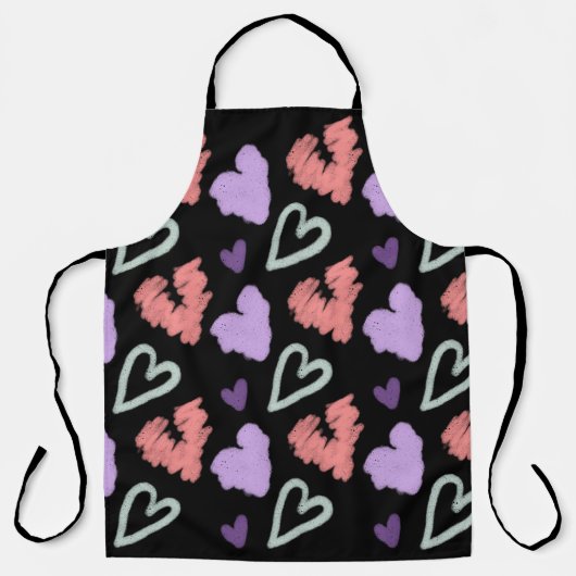 Valentijnsharten Paarse Met de Hand Getekend Patro Schort (Voorkant)