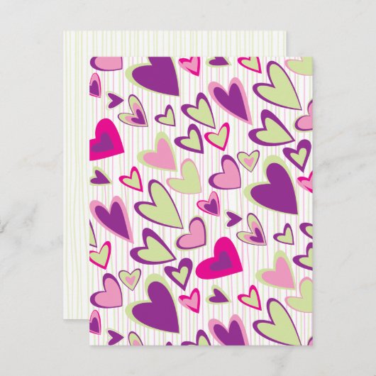 Valentijnsharten Plat Kaart Sjabloon (Voorkant / Achterkant)