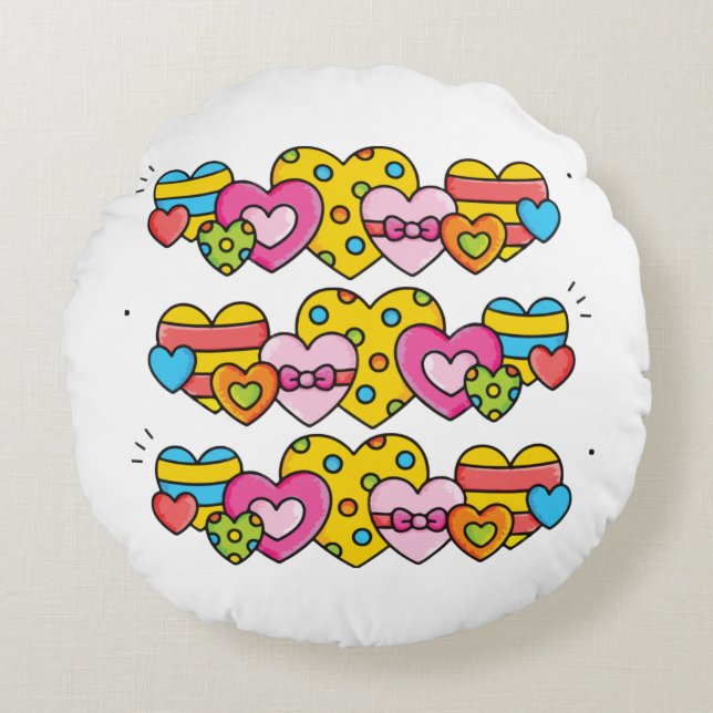 Valentijnsharten Rond Kussen (Voorkant)