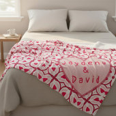 Valentijnsharten Rood & Roze Bericht Fleece Deken