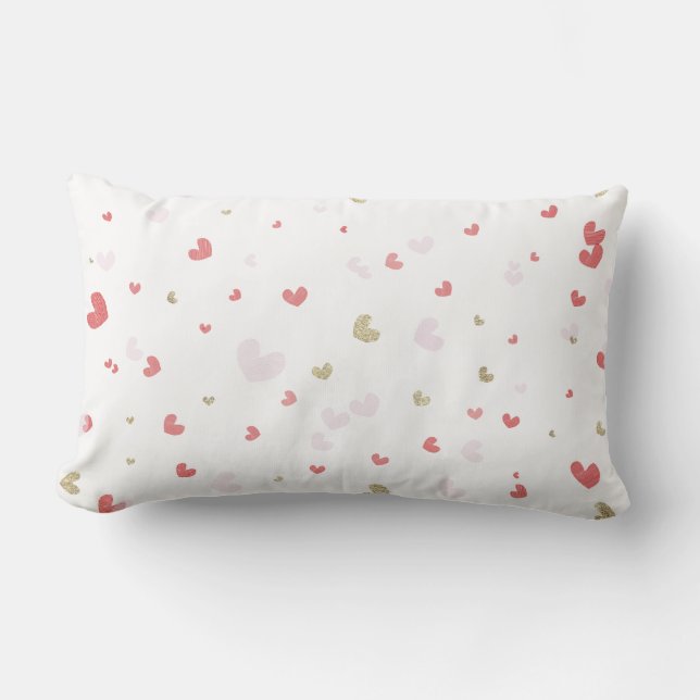 Valentijnsharten Rood Roze & Goud Kussen (Voorkant)