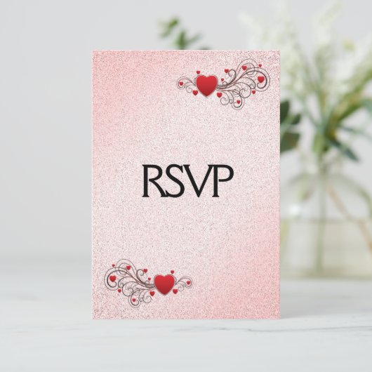 Valentijnsharten RSVP met menu keuze (Staand voorkant)