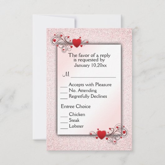 Valentijnsharten RSVP met menu keuze (Achterkant)