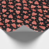 Valentijnsharten & Sterren Patroon Inpakpapier (Hoek)