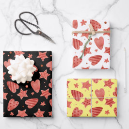 Valentijnsharten & Sterren Patroon Inpakpapier Vel