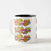 Valentijnsharten Tweekleurige Koffiemok (Voorkant links)