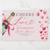 Valentijnsharten Whimsical Bubbelige Bruidsfeest Sparkling Wijnetiket (Enkel label)