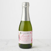 Valentijnsharten Whimsical Bubbelige Bruidsfeest Sparkling Wijnetiket (Voorkant)