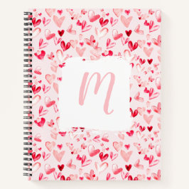 Valentijnsharten Whimsical Watercolor Monogram Notitieboek