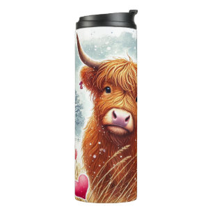 Valentijnshartens Shaggy Highland Koe Thermisch Be Thermosbeker
