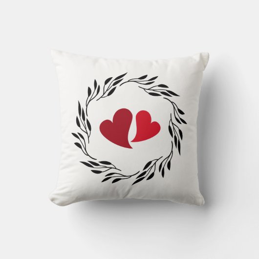 Valentijnshartjes in een krans kussen (Voorkant)