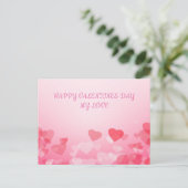 Valentijnshartjes in roze en rood briefkaart (Staand voorkant)