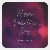 Valentijnshartjes in waterverf vierkante sticker (Voorkant)