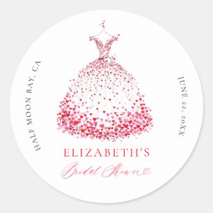 Valentijnshartjes Jurk Strik Elegante Bruidsmeisje Ronde Sticker