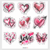 Valentijnshartjes set sticker (Vel)