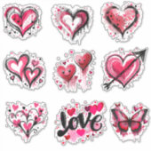 Valentijnshartjes set sticker (Voorkant)