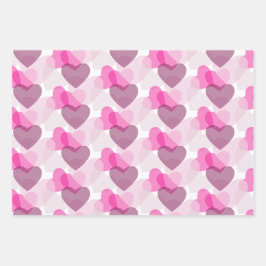 Valentijnshartjes Transparant Roze Bloospatroon Inpakpapier Vel