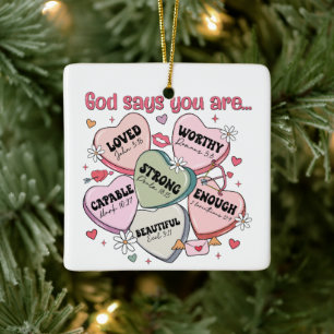 Valentijnshartjes van christelijke snoepjes Keramisch Ornament