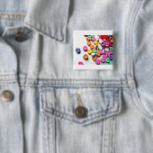 Valentijnshartjes Vierkante Button 5,1 Cm (In situ)