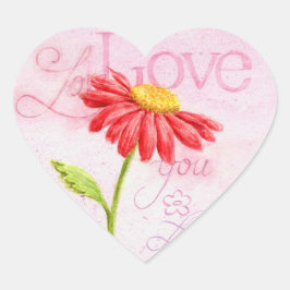 Valentijnshartstickers Liefde Rood Madeliefje Hart Sticker