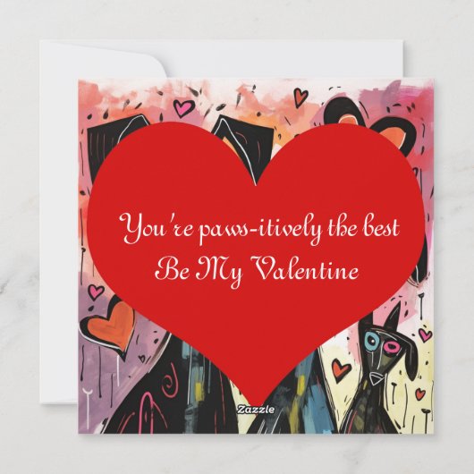 Valentijnshonden en -harten feestdagenkaart (Achterkant)