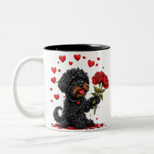 ☕ Valentijnshondmok met bloemen cadeau voor liefde Tweekleurige Koffiemok
