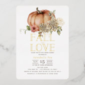 Valentijnshower met oranje pompoen en bloemen folie uitnodiging (Voorkant)