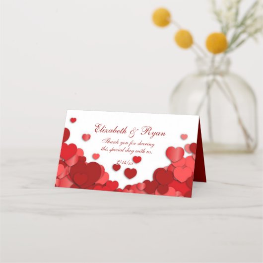 Valentijnshuwelijk Mooie Rode Harten Plaatskaartje (Voorkant)