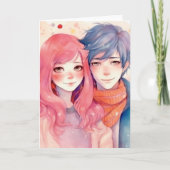 Valentijnsjubileum Cute Anime Manga Koppelkaart Kaart (Voorkant)