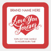 Valentijnskaarslabel 'Voor altijd liefde' Vierkante Sticker (Voorkant)
