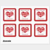 Valentijnskaarslabel 'Voor altijd liefde' Vierkante Sticker (Vel)