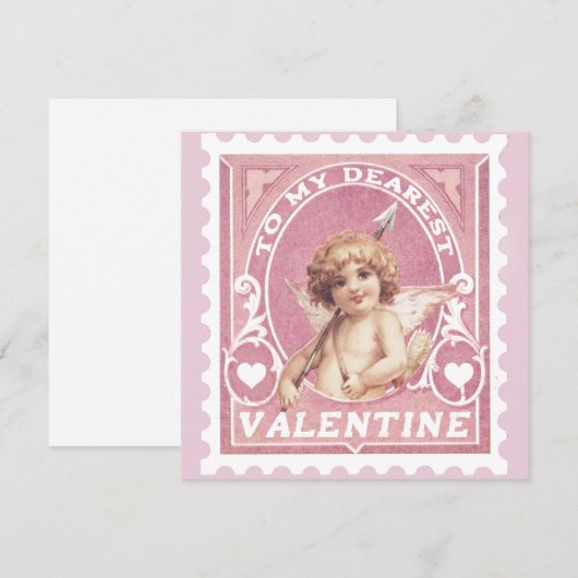 Valentijnskaart Cupido Roze Stempel Valentijnsdag Feestdagenkaart (Voorkant / Achterkant)