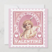 Valentijnskaart Cupido Roze Stempel Valentijnsdag Feestdagenkaart (Voorkant)