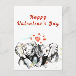 Valentijnskaart Cute Couple Olifanten Briefkaart