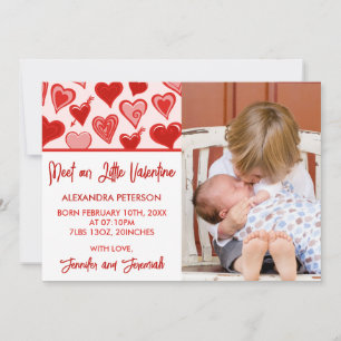 Valentijnskaart geboorteaankondiging kaart cute ha