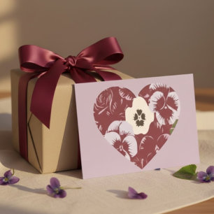 Valentijnskaart Hart van Viooltjes Feestdagenkaart