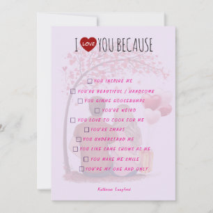 Valentijnskaart - Ik hou van jou omdat Feestdagenkaart