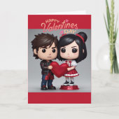 Valentijnskaart in funky pop stijl kaart (Voorkant)