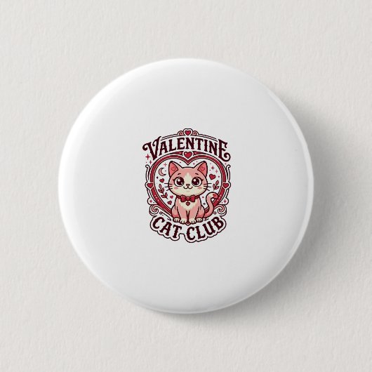 Valentijnskaart Kat Fun Cat Liefhebber Design - Va Ronde Button 5,7 Cm (Voorkant)