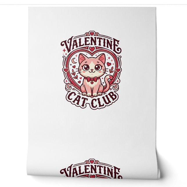 Valentijnskaart Kat Grappige Kat Liefhebber Design Behang (Afrollen)