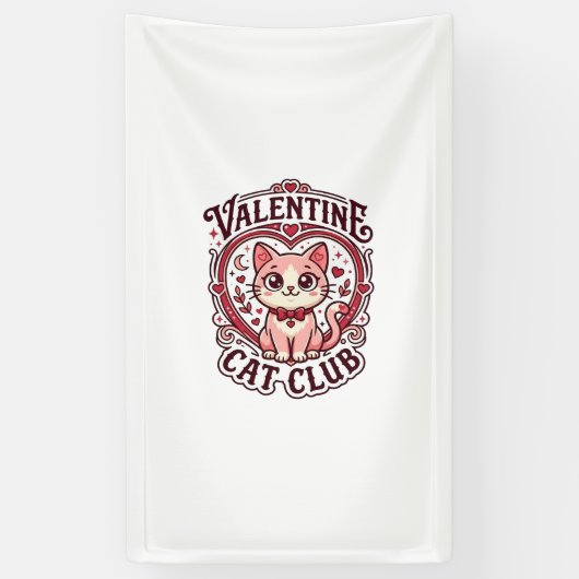Valentijnskaart Kat Grappige Kat Liefhebber Design Spandoek (Verticaal)